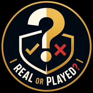 Real or Played question mark, check and X logo